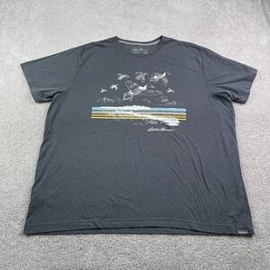 Eddie Bauer Shirt Mens 2XL XXL Grey Duck Hunting Legendwash Crewneck Tee‎